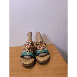 Lotus size 6 (36.5) multicoloured leather slip on mule wedge heeled sandals